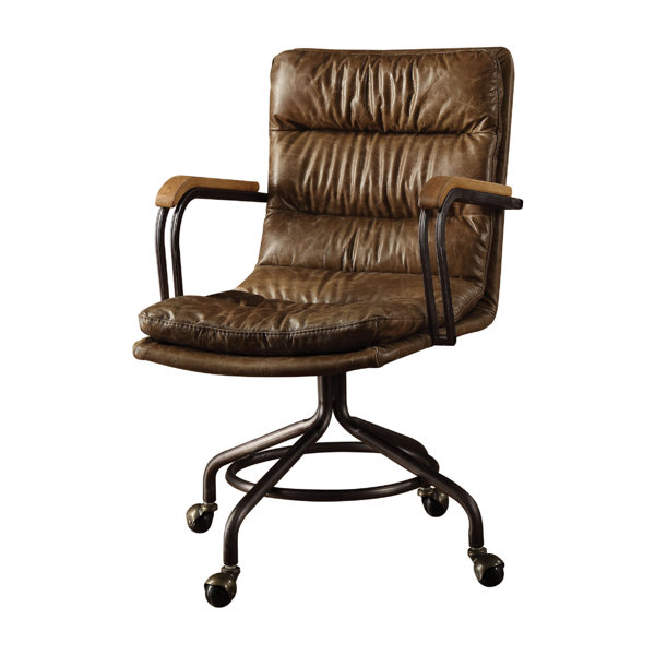 Simple Relax Top Grain Leather Office Chair In Vintage Whiskey Wayfair Canada